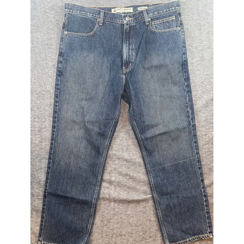 Harley Davidson Men Traditional Fit Jeans Blue Motorcycle Denim 40x30 NEW *READ* - Picture 1 of 10